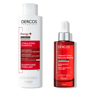 Vichy dercos шампоан Energy+ при косопад 200мл. + Aminexil Clinical REGEN Booster Серум за обновяване на косата 90мл.