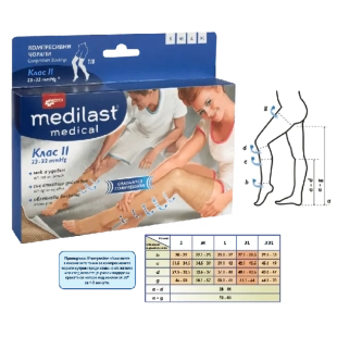 Medilast Medica компресивен чорап при разширени вени клас II 7/8 L