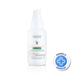 Vichy Soleil SPF 50+ uv-clear флуид за лице против несъвършенства 40 мл 837149 Годен до: 31.12.2026 г.