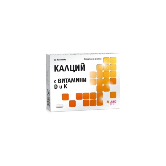 Aro Life Калций с витамин D и К таблетки за здрави кости х30