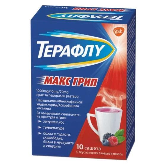 Терафлу Макс При простуда и кашлица х10 сашета