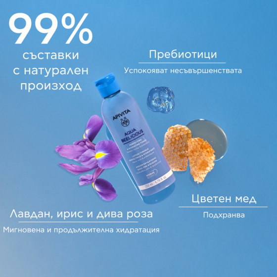 Apivita aqua beelicious хидратиращ тоник против несъвършенства 200мл Годен до: 30.9.2026 г.