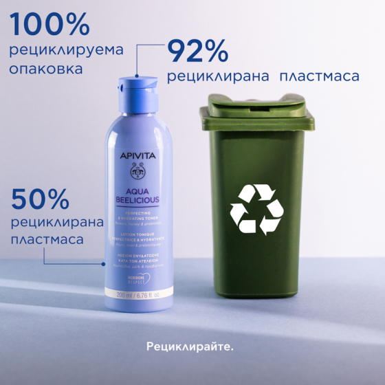 Apivita aqua beelicious хидратиращ тоник против несъвършенства 200мл Годен до: 30.9.2026 г.