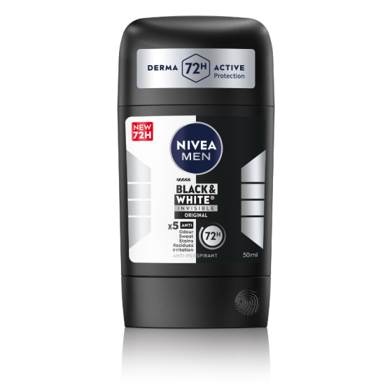 Nivea Men Black & White Invisible Original Дезодорант стик против изпотяване за мъже 50 мл, Годен до: 31.7.2026 г.