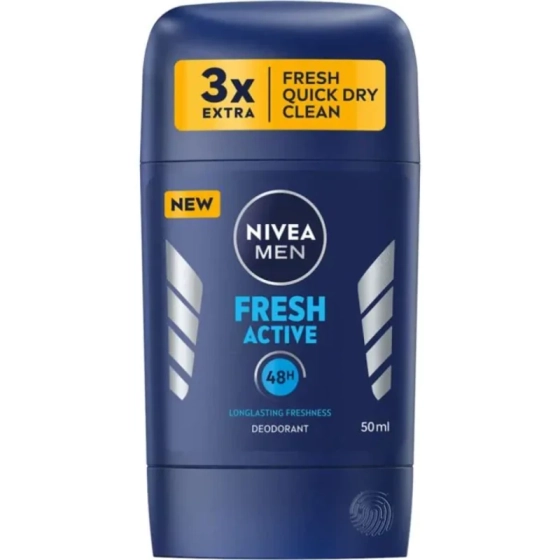 Nivea Men Fresh Active Дезодорант стик против изпотяване за мъже 50 мл, Годен до: 31.7.2026 г.