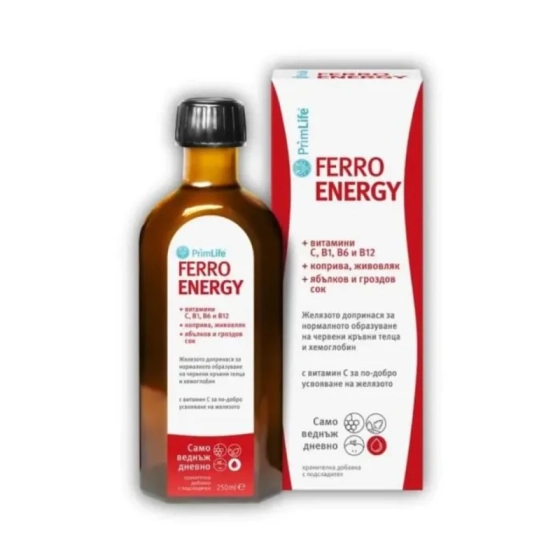 PrimLife ferro energy сироп за поддържане на нормални нива на желязо в кръвта 250мл