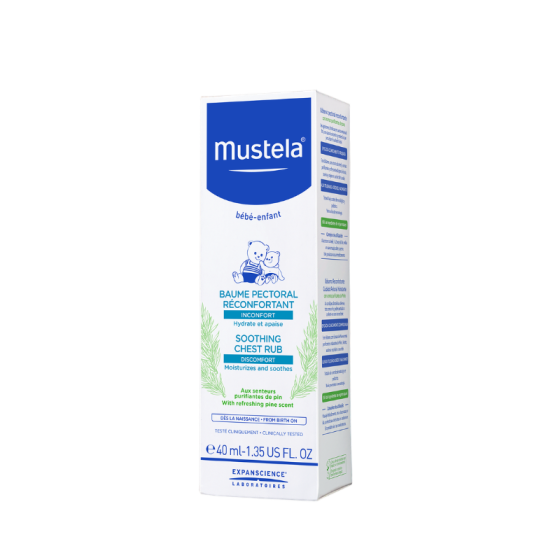 Mustela успокояващ пекторален балсам със загряващо действие преди сън 40мл