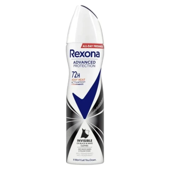 Rexona Advanced Protection Invisible Black & White дезодорант за жени 150мл Годен до: 30.11.2026 г.
