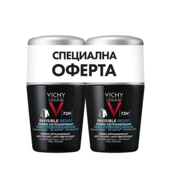 Vichy Homme дезодорант рол-он против петна и интензивно изпотяване за мъже 72ч 50мл x 2 701774