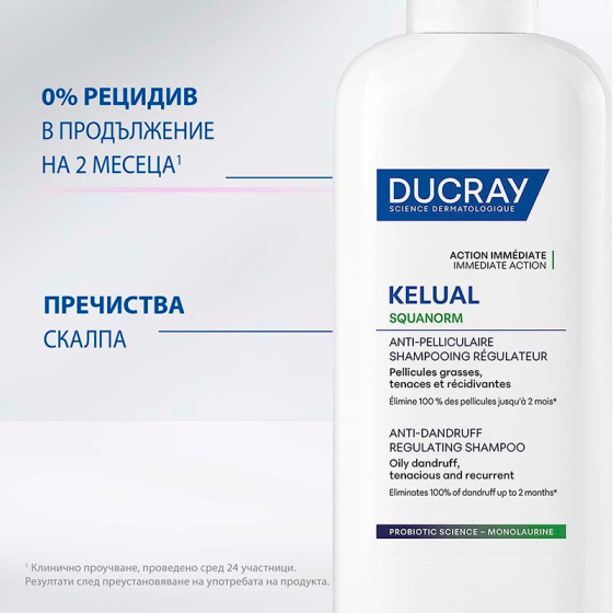 Ducray Kelual Squanorm Хидратиращ третиращ шампоан против мазен пърхот 200ml