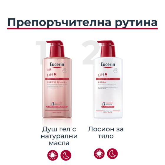 Eucerin pH5 Душ гел с натурални масла еко пълнител 400мл