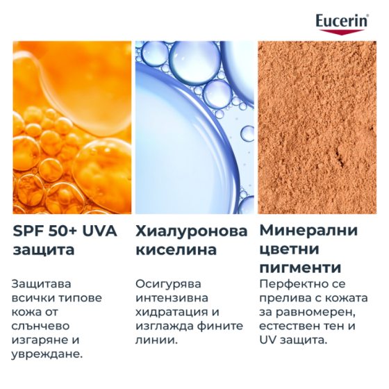 Eucerin Hydro protect Оцветен слънцезащитен ултралек флуид за лице SPF50+ Тъмен цвят 50мл