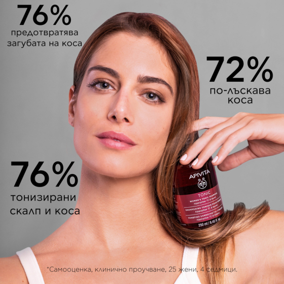 Apivita тоник-шампоан за жени с hippophae tc и лаврово дърво за тънка коса  250ml
