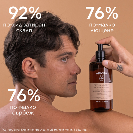 Apivita шампоан против сух пърхот с целина и прополис 500ml