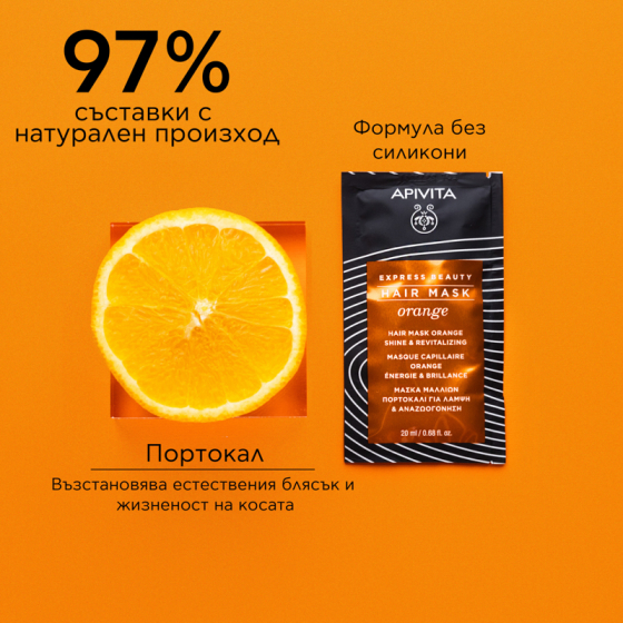 Apivita express hair ревитализираща маска за коса с портокал 20ml  х 6 броя