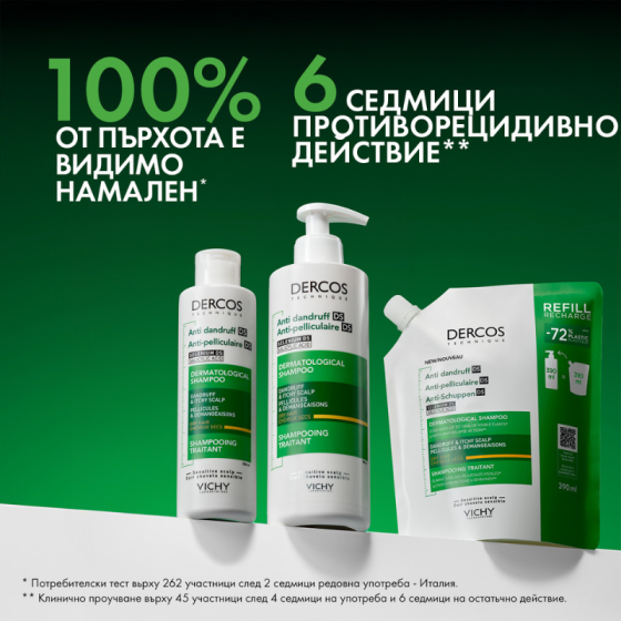 Vichy Dercos DS Третиращ шампоан против пърхот за суха коса рефил 390мл 902847