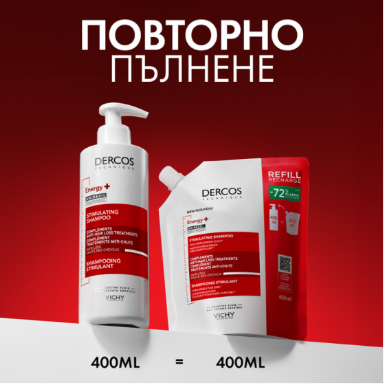 Vichy Dercos Energy+ Шампоан при косопад рефил 400мл 902823