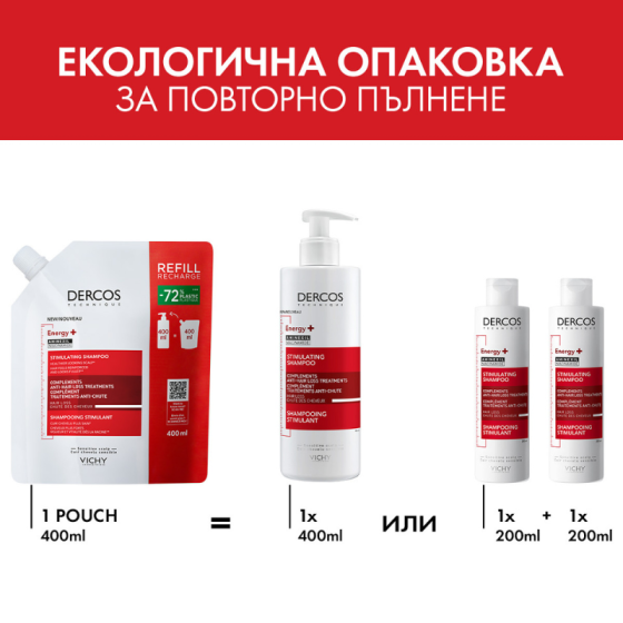 Vichy Dercos Energy+ Шампоан при косопад рефил 400мл 902823