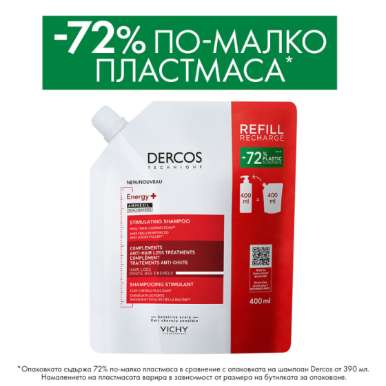 Vichy Dercos Energy+ Шампоан при косопад рефил 400мл 902823