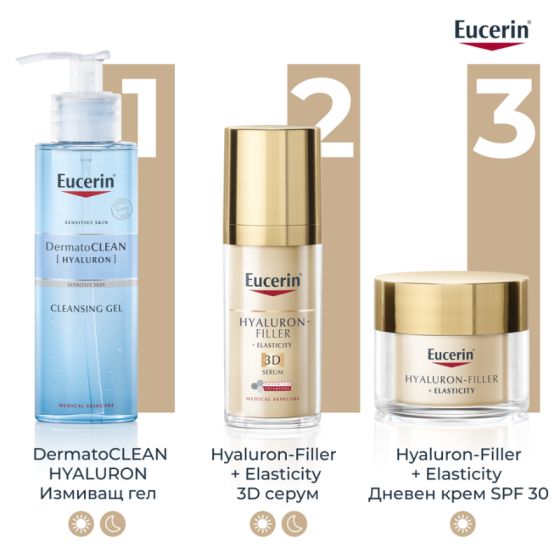 Eucerin Hyaluron-Filler+Elasticity Дневен крем за всеки тип кожа SPF30 50мл пълнител