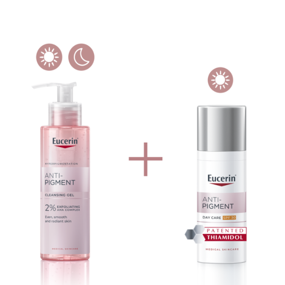 Комплект Eucerin Anti-Pigment Измиващ гел 200мл + Дневен крем SPF30 50мл