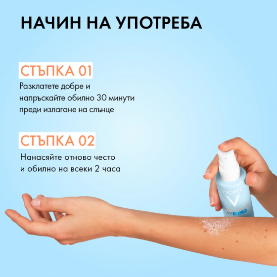 Vichy Soleil SPF50 UV AQUA Слънцезащитен спрей за тяло 200мл 940139