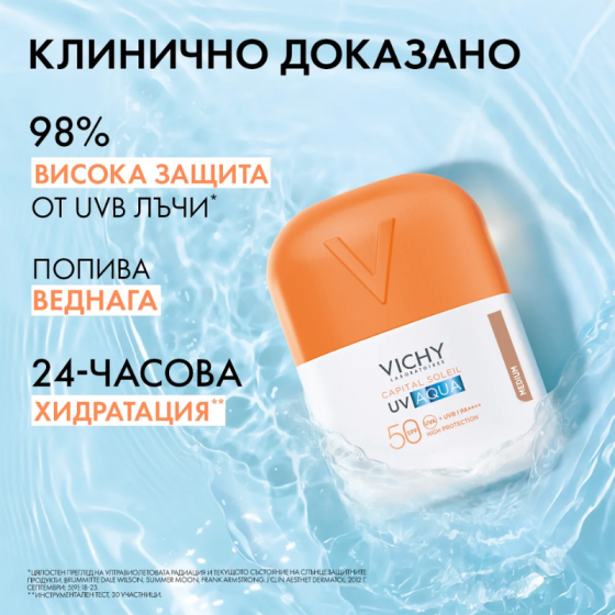 Vichy Soleil SPF50 UV AQUA Слънцезащитен флуид medium за лице 50мл 940177