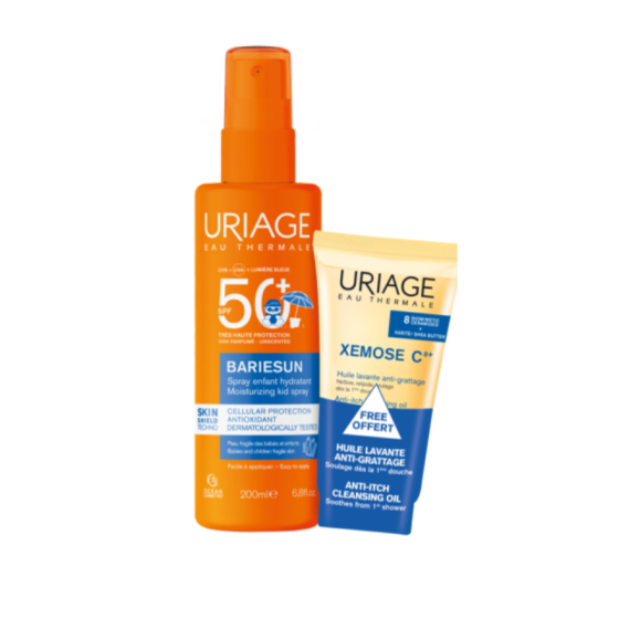 Комплект Uriage Bariersun SS Слънцезащитен спрей деца SPF50+200мл+Xemose 50мл