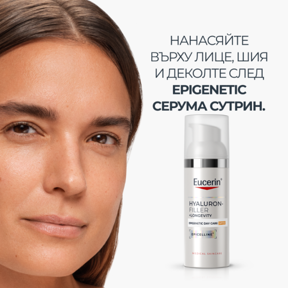 Eucerin Hyaluron-Filler + Longevity Epigenetic Дневна Грижа SPF30 50мл