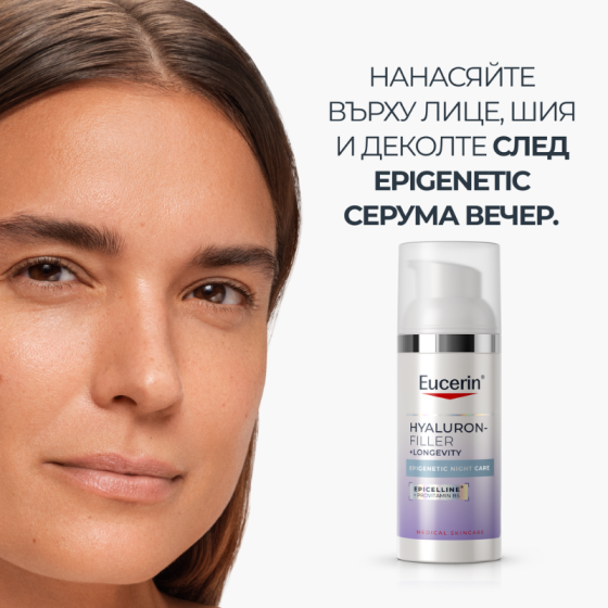 Eucerin Hyaluron-Filler + Longevity Epigenetic Нощна грижа 50мл