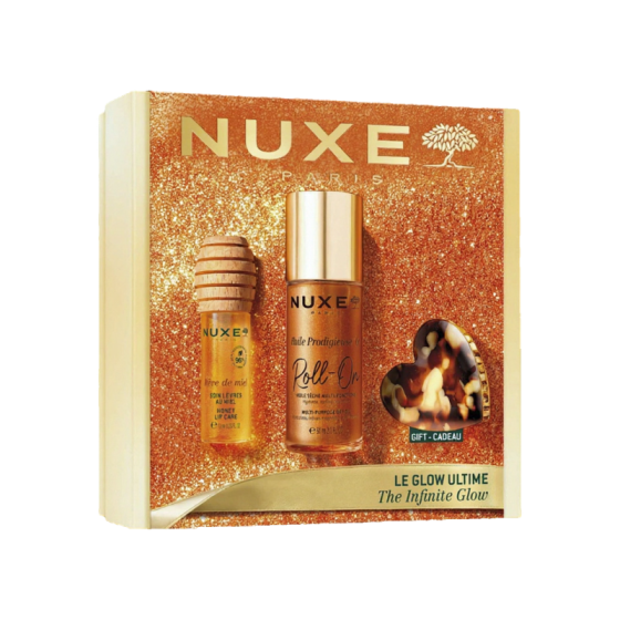 Комплект Nuxe Huile Prodigieuse Glow Or Сухо масло рол-он 60мл + Балсам за устни 10мл+ Подарък