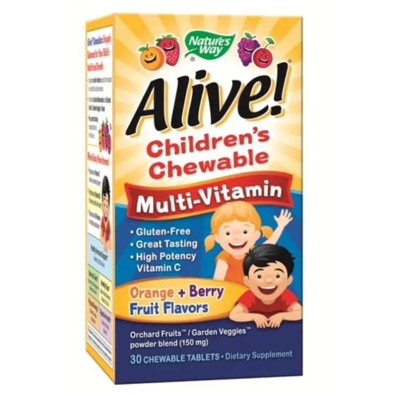 Alive Мултивитамини за деца  дъвчащи таблетки х30 Nature's Way