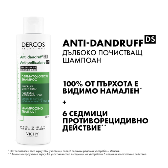 Vichy dercos шампоан против пърхот мазен скалп 200мл. 330286