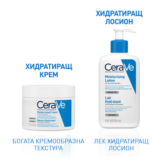 Cerave хидратиращ лосион за лице и тяло, суха към много суха кожа, деца и възрастни 236мл.597210