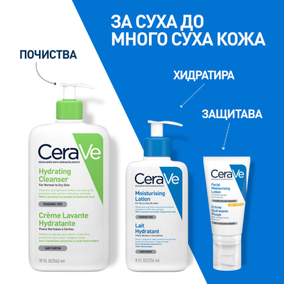 Cerave хидратиращ лосион за лице и тяло, суха към много суха кожа, деца и възрастни 236мл.597210