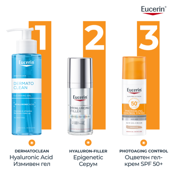 Eucerin слънцезащитен крем за лице оцветен medium spf 50+ 50мл