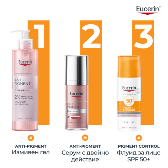 Eucerin pigment control слънцезащитен флуид за лице spf 50+ 50мл