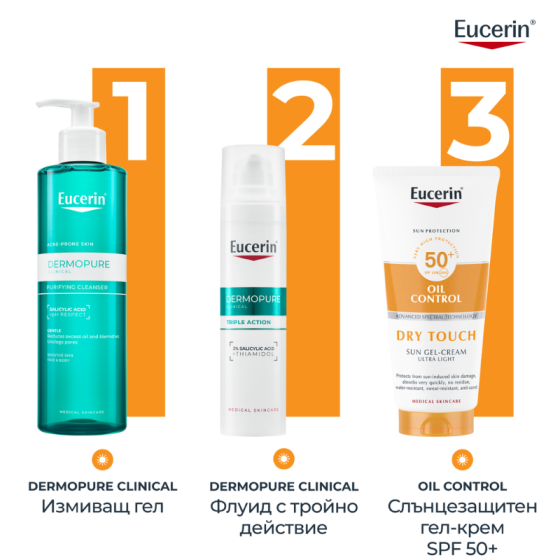 Eucerin dry touch слънцезащитен крем гел за тяло spf 50+ 200мл