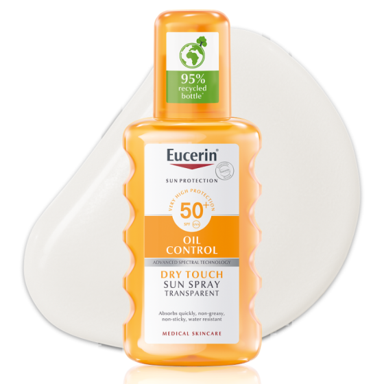 Eucerin oil control прозрачен слънцезащитен спрей spf 50 200мл