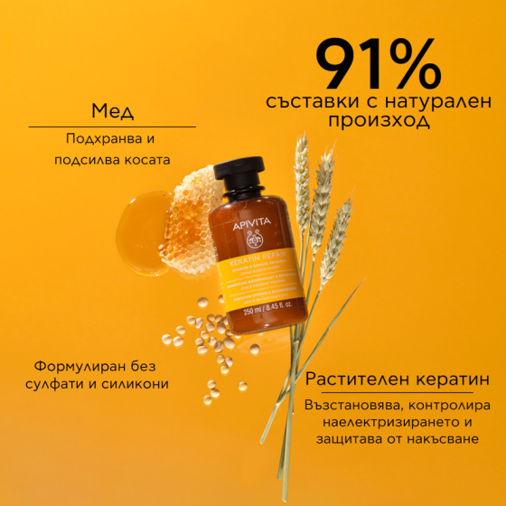 Apivita nourish & repair подхранващ и възстановяващ балсам за суха и увредена коса с маслина и мед 1