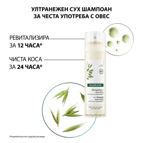 Klorane Сух шампоан с мляко от овес за честа употреба 150ml