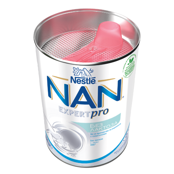 Nestle NAN Без лактоза Висококачествено обогатено мляко на прах за кърмачета без лактоза 400г