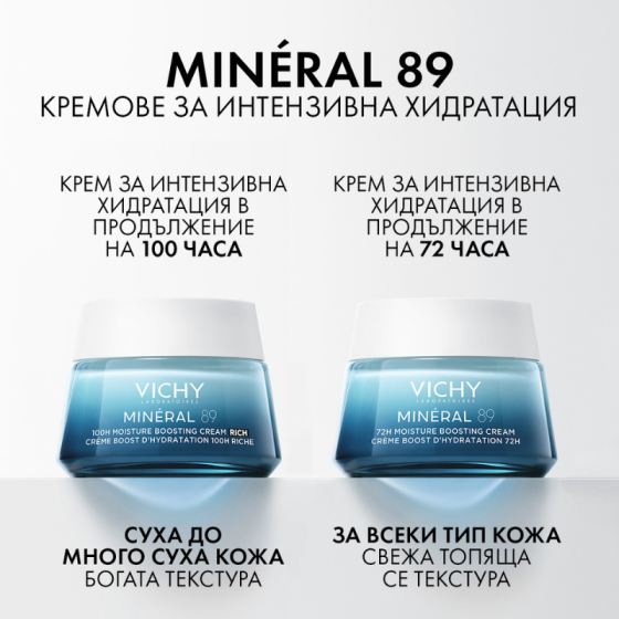 Vichy mineral 89 rich крем за интензивна хидратация за суха до много кожа 50мл 839501