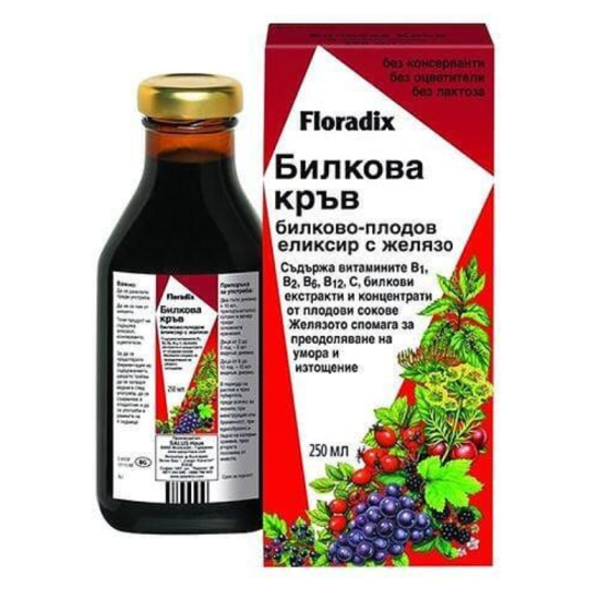 Floradix Билкова кръв сироп с желязо при отпадналост и умора 250мл