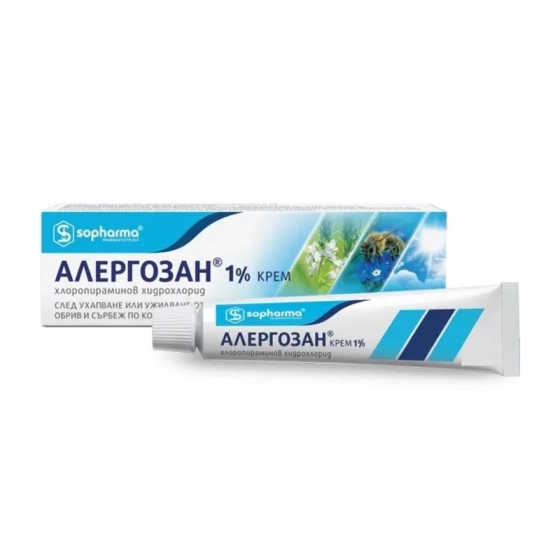 Алергозан 1% крем при ухапване от насекоми, контактен дерматит х60г