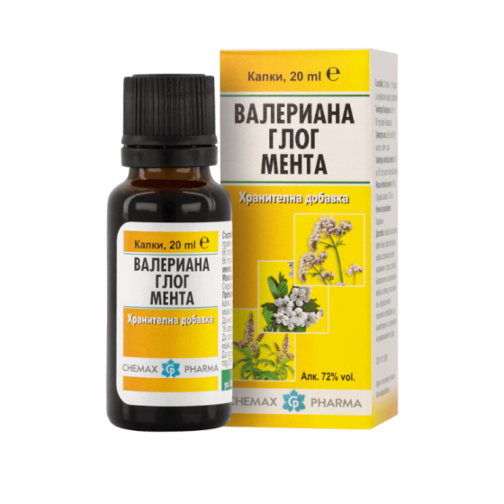 Валериана, глог, мента капки при стрес и напрежение 20мл Химакс