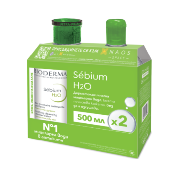 Bioderma sebium мицеларна вода 500мл + Bioderma sebium мицеларна вода 500мл с помпа комплект Годен до: 31.1.2027 г.