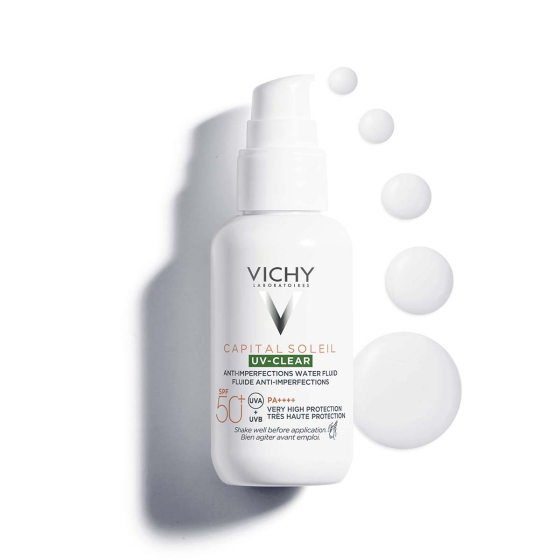 Vichy Soleil SPF 50+ uv-clear флуид за лице против несъвършенства 40 мл 837149 Годен до: 31.12.2026 г.